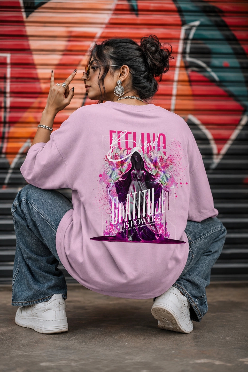 Gratitude Is Power Oversized Streetwear T-Shirt