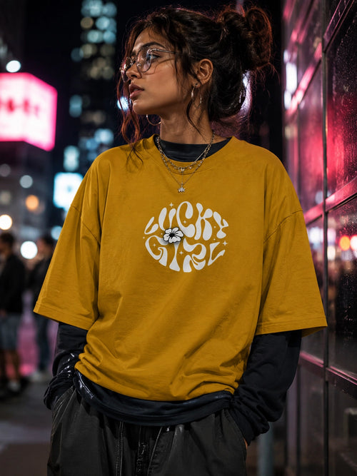 Lucky Girl Oversized Streetwear T-Shirt