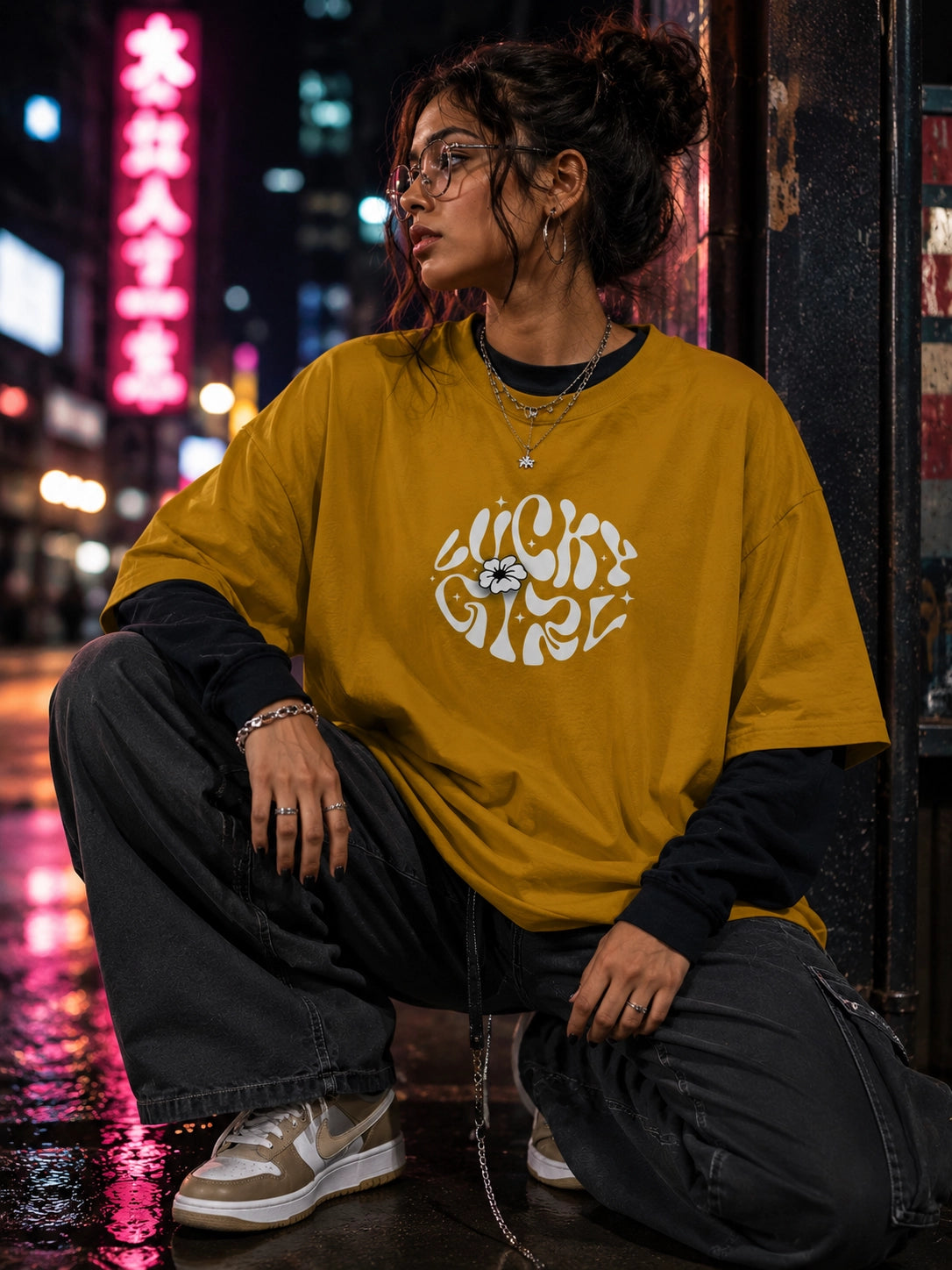 Lucky Girl Oversized Streetwear T-Shirt