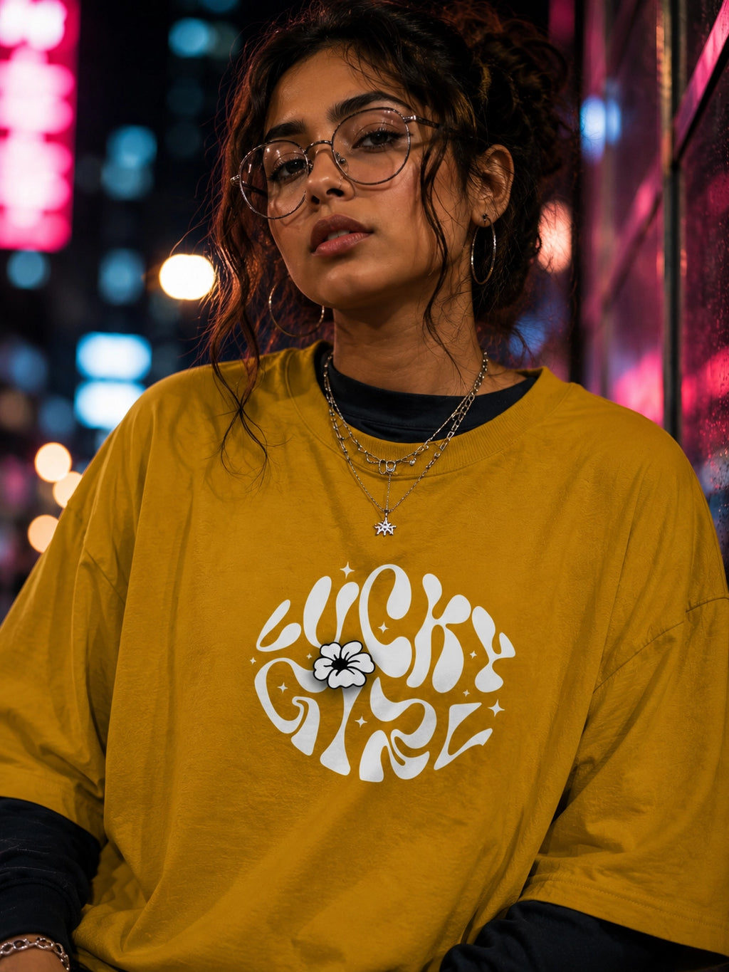 Lucky Girl Oversized Streetwear T-Shirt