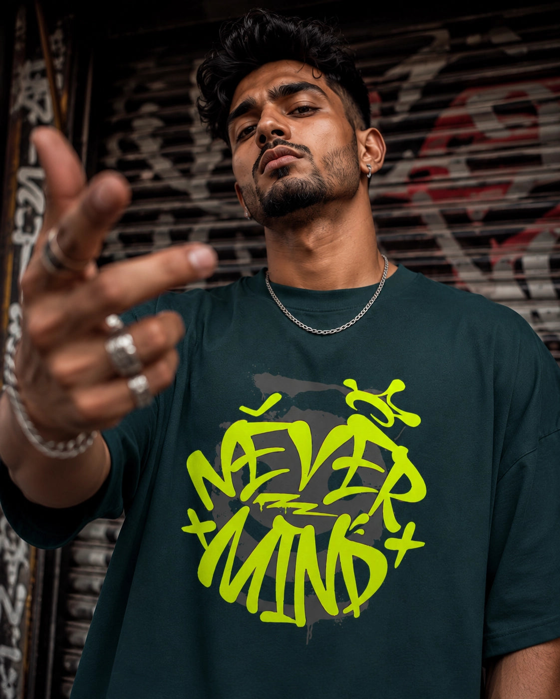 Never Mind Oversized Graphic Streetwear T-Shirt