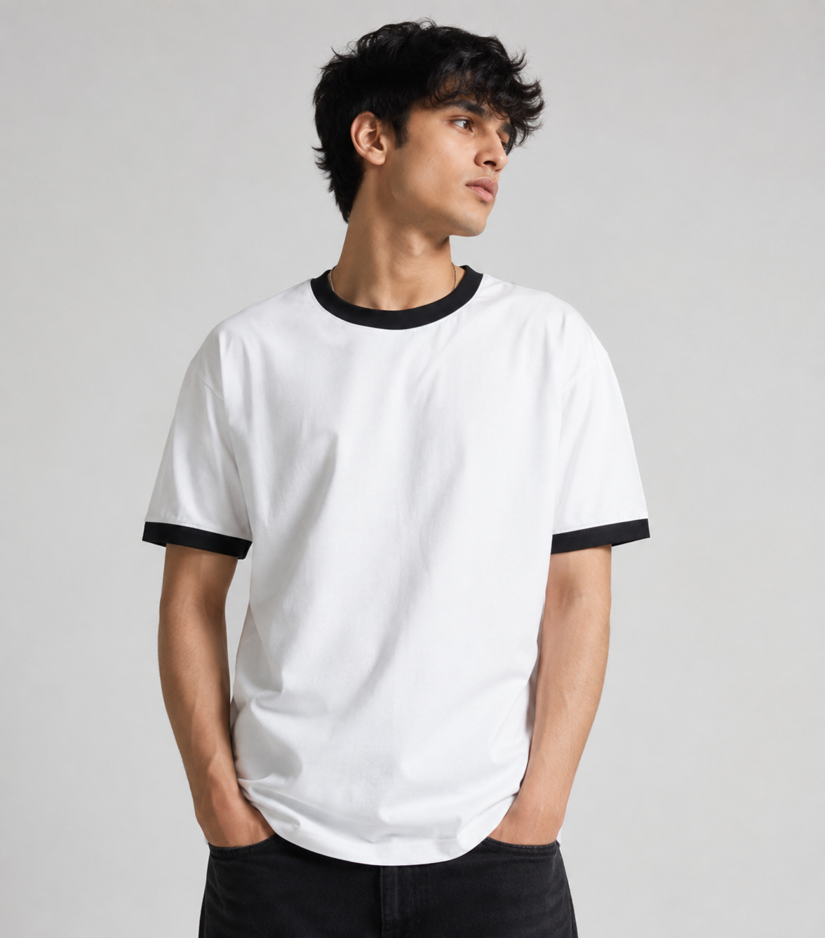 White & Black Ringer Unisex T-Shirt