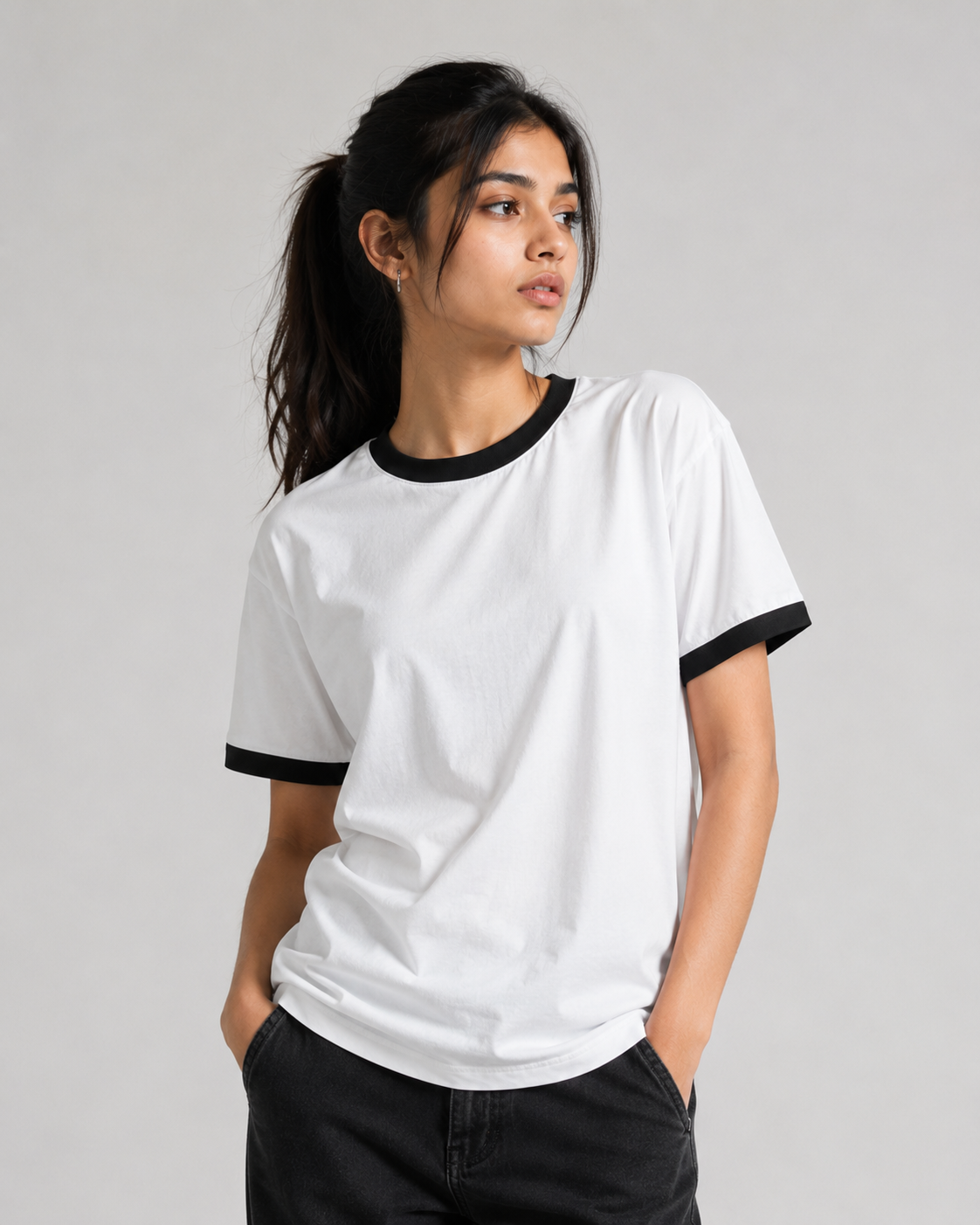 White & Black Ringer Unisex T-Shirt