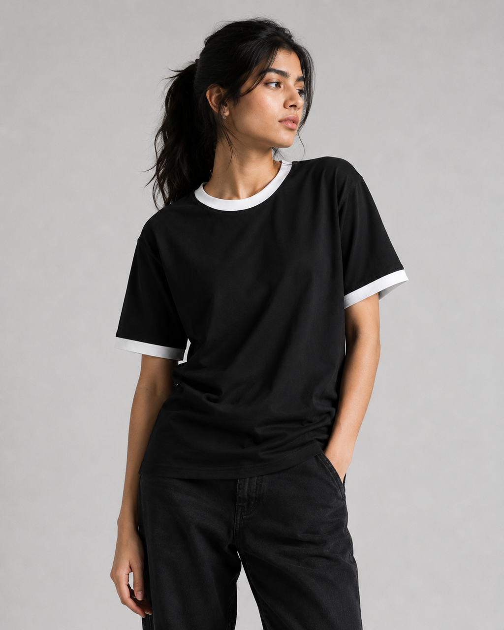 Black & White Ringer Unisex T-Shirt