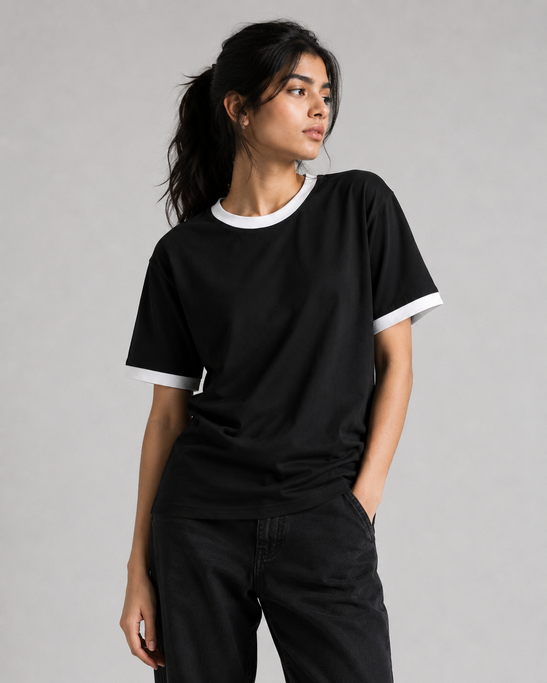 Black & White Ringer Unisex T-Shirt