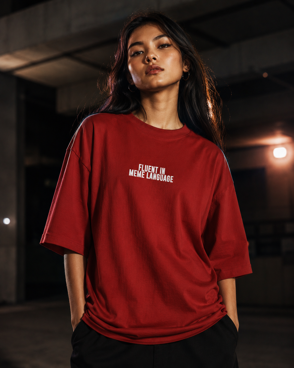 Fluent in Meme Language Unisex Oversized