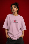 Karma Is Like 69 pink oversized graphic t-shirt worn by Indian streetwear model

For Subtext Life, I'd keep the product title relatively clean rather than stuffing keywords into it. The combination of product phrase + oversized T-shirt + graphic streetwear + brand gives you a good balance between search relevance and a premium-brand feel.