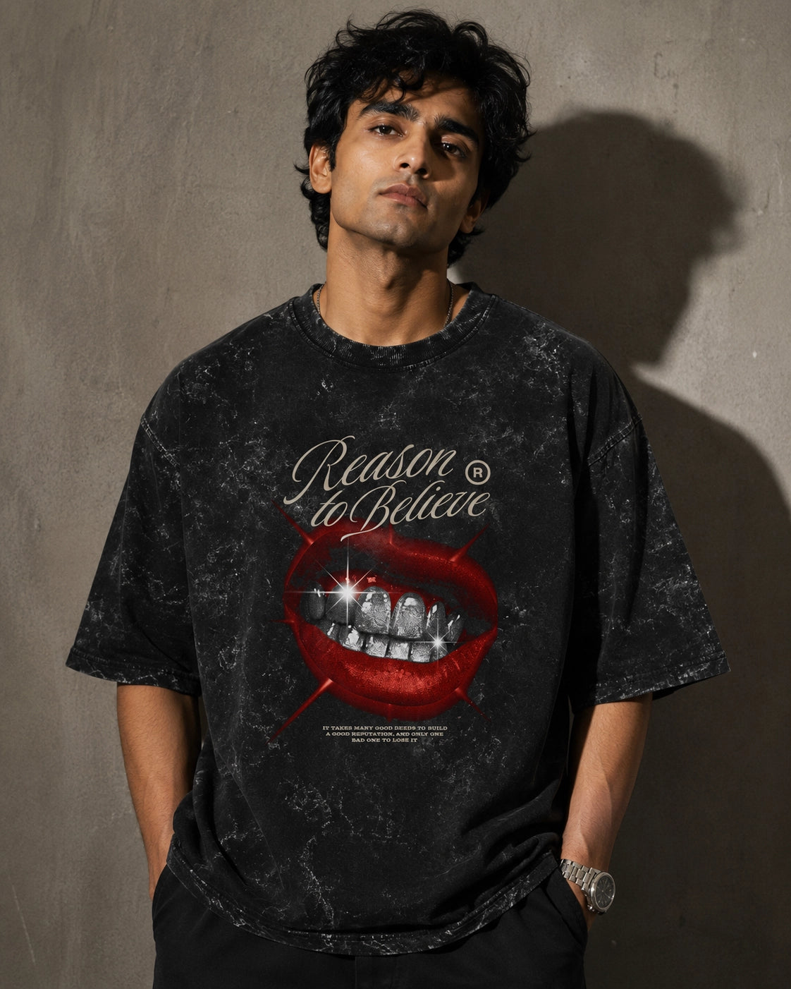 Reason To Believe Oversized Acid Wash Unisex T-Shirt