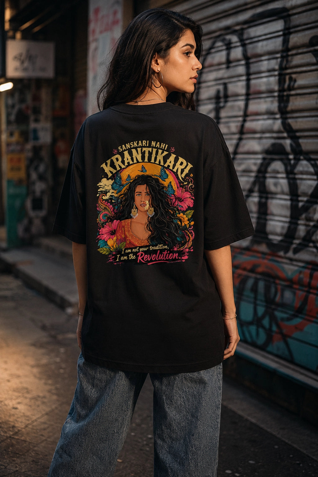 Sanskari Nahi Krantikari Oversized T-Shirt